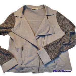 Haute Society Zip Up Sweatshirt Jacket Two Tone Gray Diagonal Zip Size Large